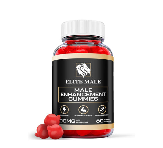 Elite Male Gummies for Men - Official Formula - Elite Male Support Gummies - Elite Male Gummies for Men Multivitamin Advanced Formula Supplement for ME and ED, Energy and Metabolism (60 Gummies)