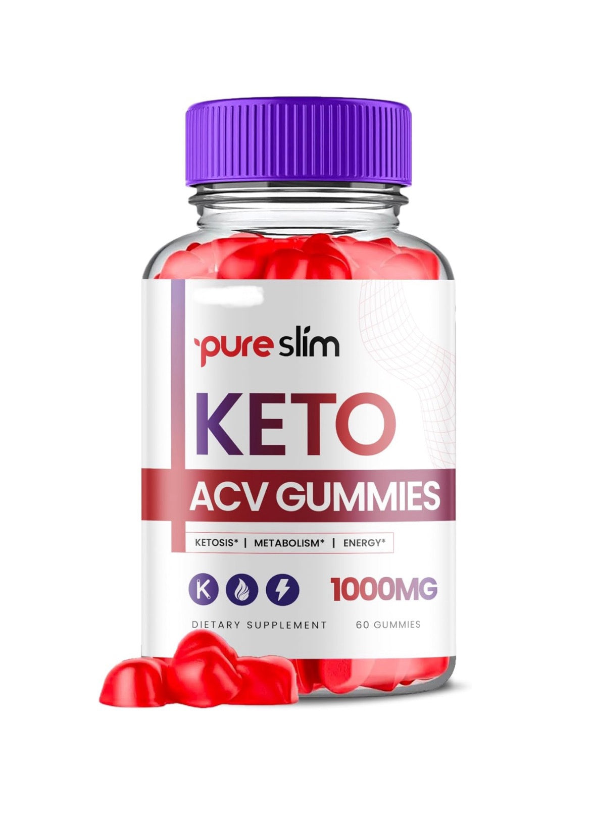 Pure Slim Keto ACV Gummies, Pure Slim Keto ACV Advanced Weight Loss 1000 MG, PureSlim ACV Keto Gummy Supplement Formulated with Apple Cider Vinegar, Pure Slim Keto Supplement Gummies (60 Gummies)