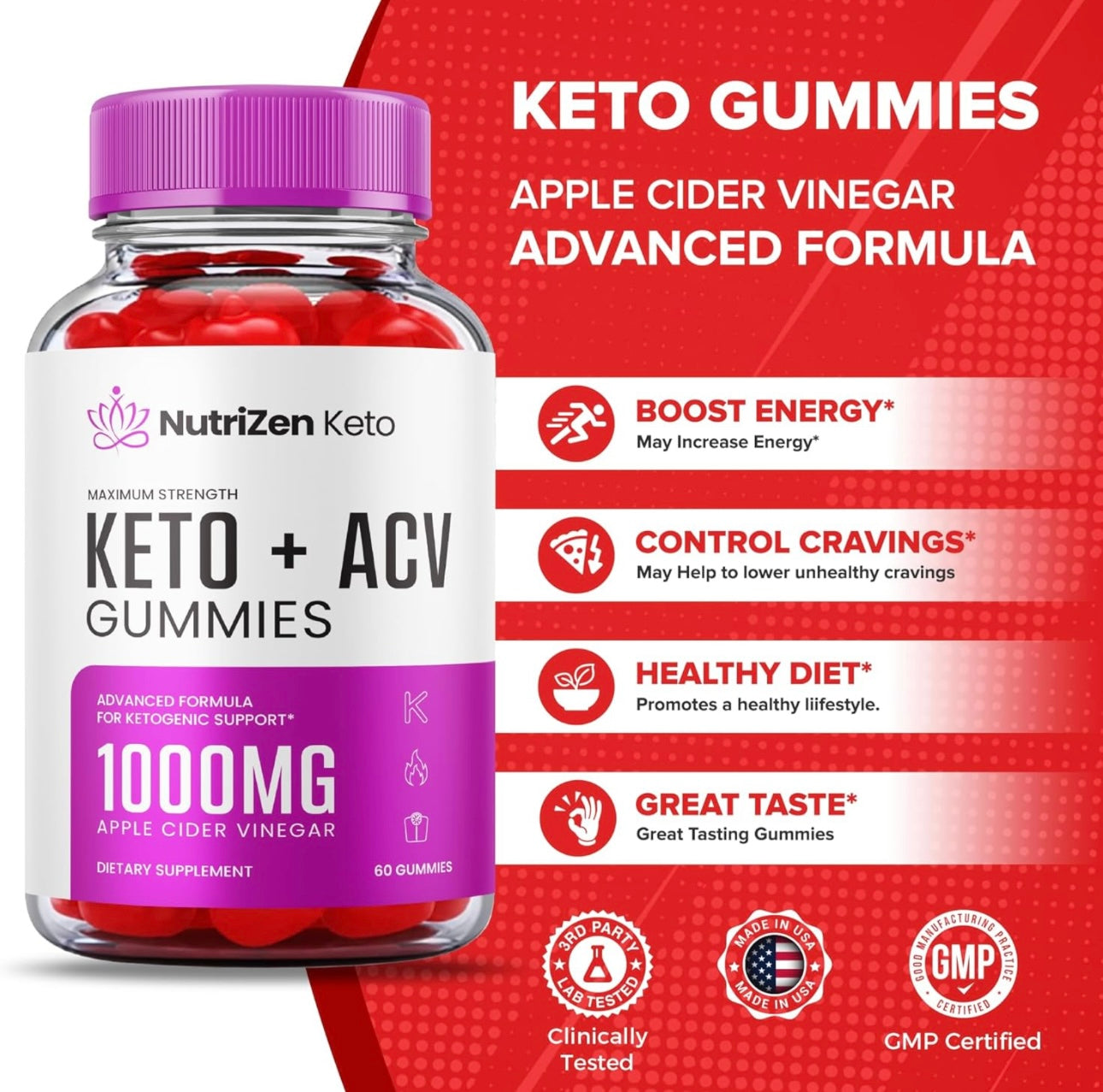 Nutrizen Keto ACV Gummies - Nutrizen Keto + ACV, Nutrizen Keto ACV Gummies Advanced Weight Loss, Maximum Strength Supplement, Nutrizen Keto + ACV 1000mg Gummy, Nutri Zen Keto Plus ACV (60 Gummies)