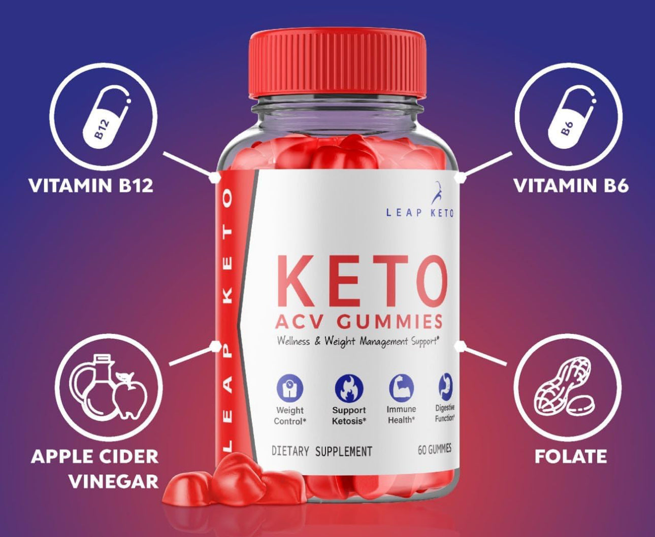 Leapketo ACV Gummies Advanced Weight Loss, Leap Keto ACV Apple Cider Vinegar Folate Supplement Kelly Clarkson Keto Leap, Ketoleap Ketosis Leap Keto + ACV Vitamin 1000MG Beetroot (60 Gummies)