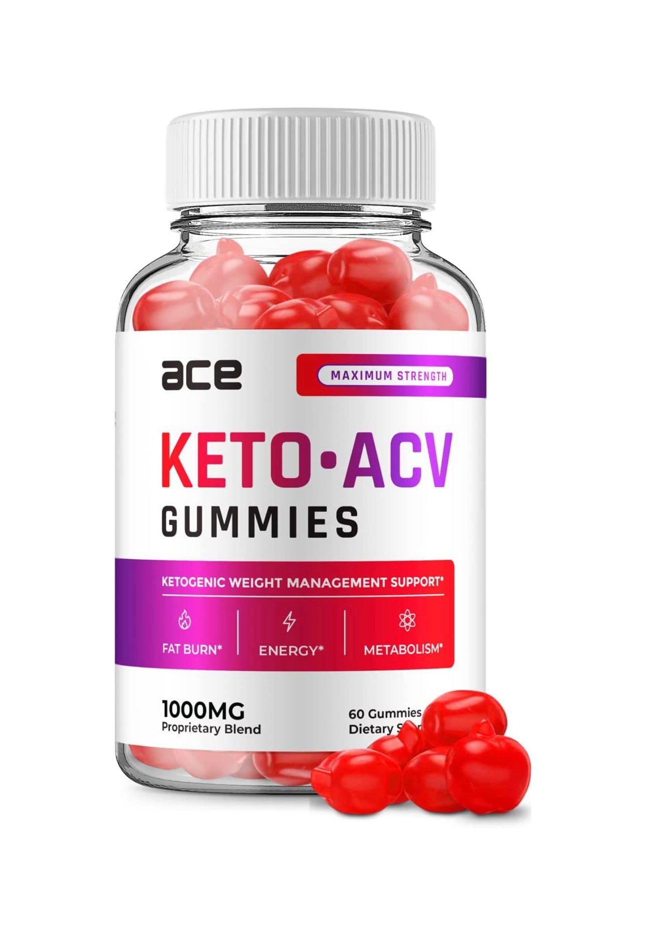 Ace Extreme Keto ACV Gummies - Official - Keto Ace ACV Advanced Formula Plus Apple Cider Vinegar Dietary Supplement B12 Beet Root Juice Men Women (60 Gummies)